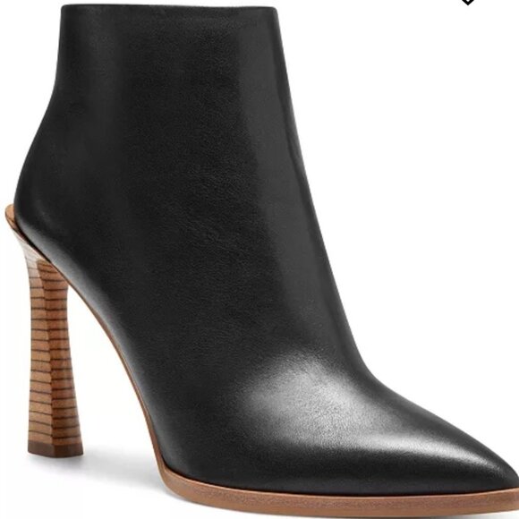 Vince Camuto Women's Pezlee Island Stiletto Black Leather Booties Size 10M - Picture 1 of 12